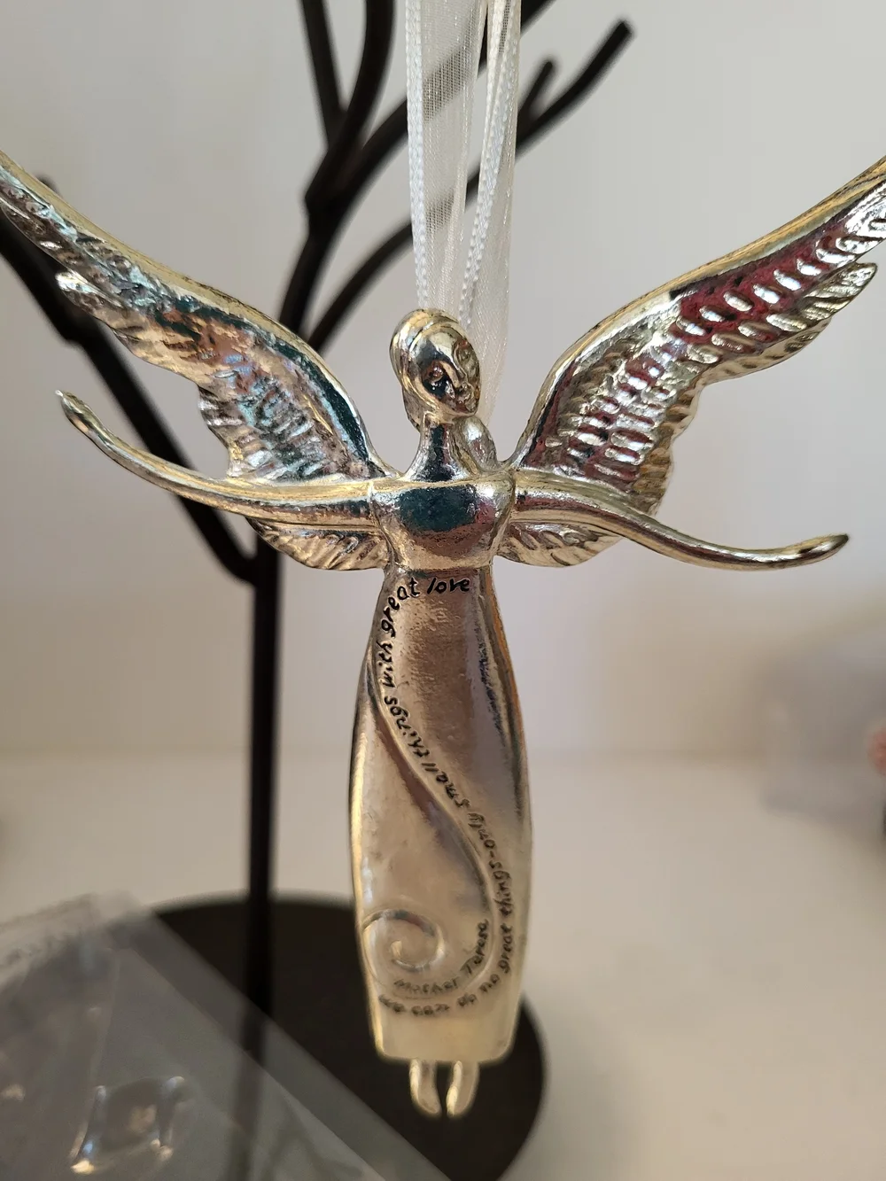 Midwest Of Cannon Falls Pewter Angel Hanging Ornament  Mother Teresa Quote